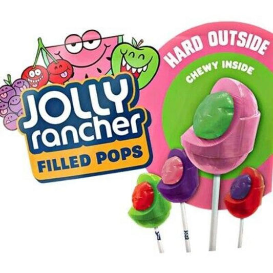 2 Jolly Rancher Filled Lollipops – Bursting with Flavour! - Sweet, Candy, Snack, Apple, Cherry, Grape, Watermelon